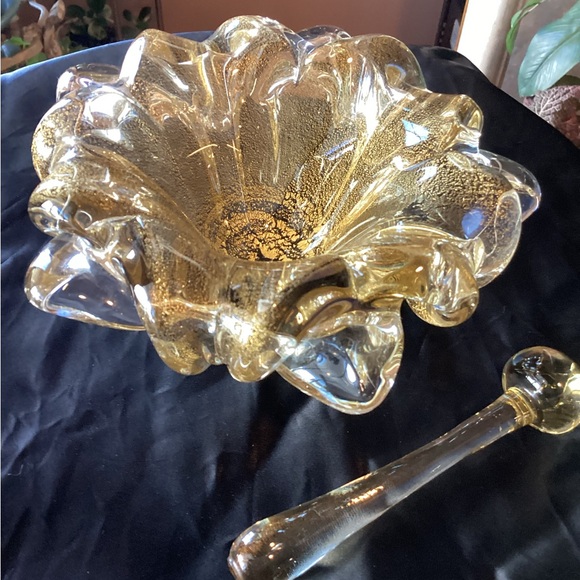 VINTAGE MURANO ASH TRAY & TAMPER, TRINKET BOWL PESTLE...